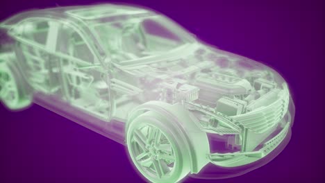 animación holográfica de un modelo de coche 3d con motor