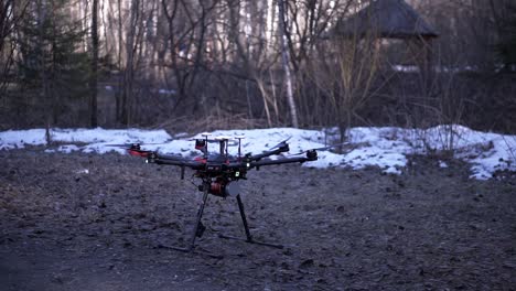 un avión no tripulado en un bosque