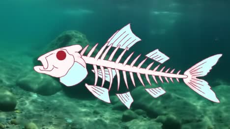 exploring the underwater realm with animated fish skeletons: an artistic perspective of marine life and its fragility in a vibrant ocean environment