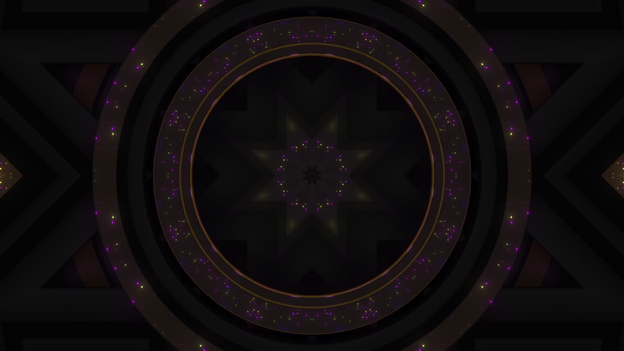 Abstract Geometric Dark Pattern with Gold and Purple Sparkle