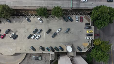 Aerial-Looking-over-the-110-Freeway-in-Downtown-Los-Angeles