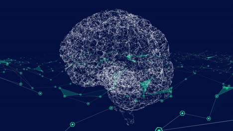 animación del procesamiento de datos y el cerebro en fondo negro