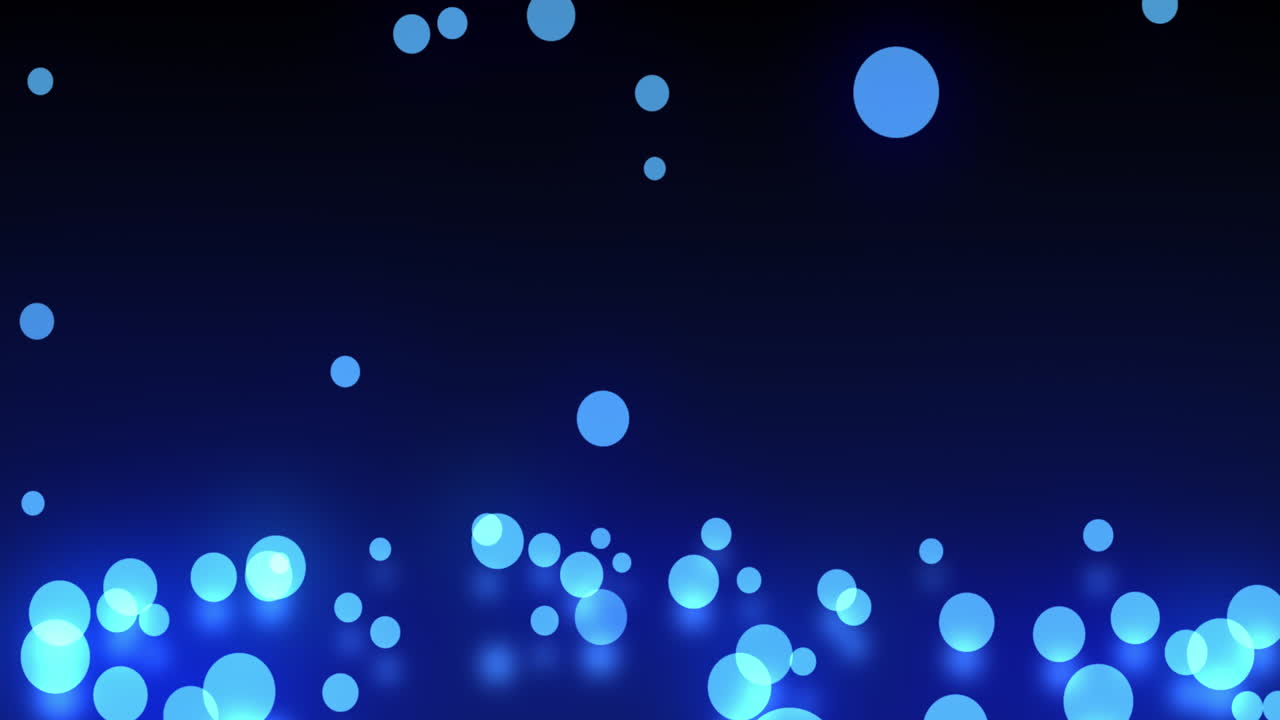 파란색 배경 위에 평평한 표면에 떨어지고 반이는 구의 애니메이션