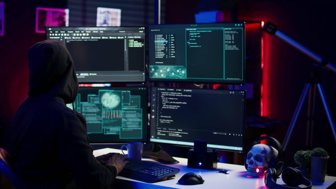 Hacker using PC to steal data, targeting unpatched security systems