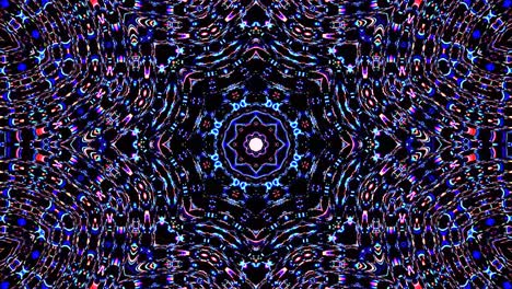 Abstract kaleidoscope shining beautiful red blue line smooth motion with shining light motion