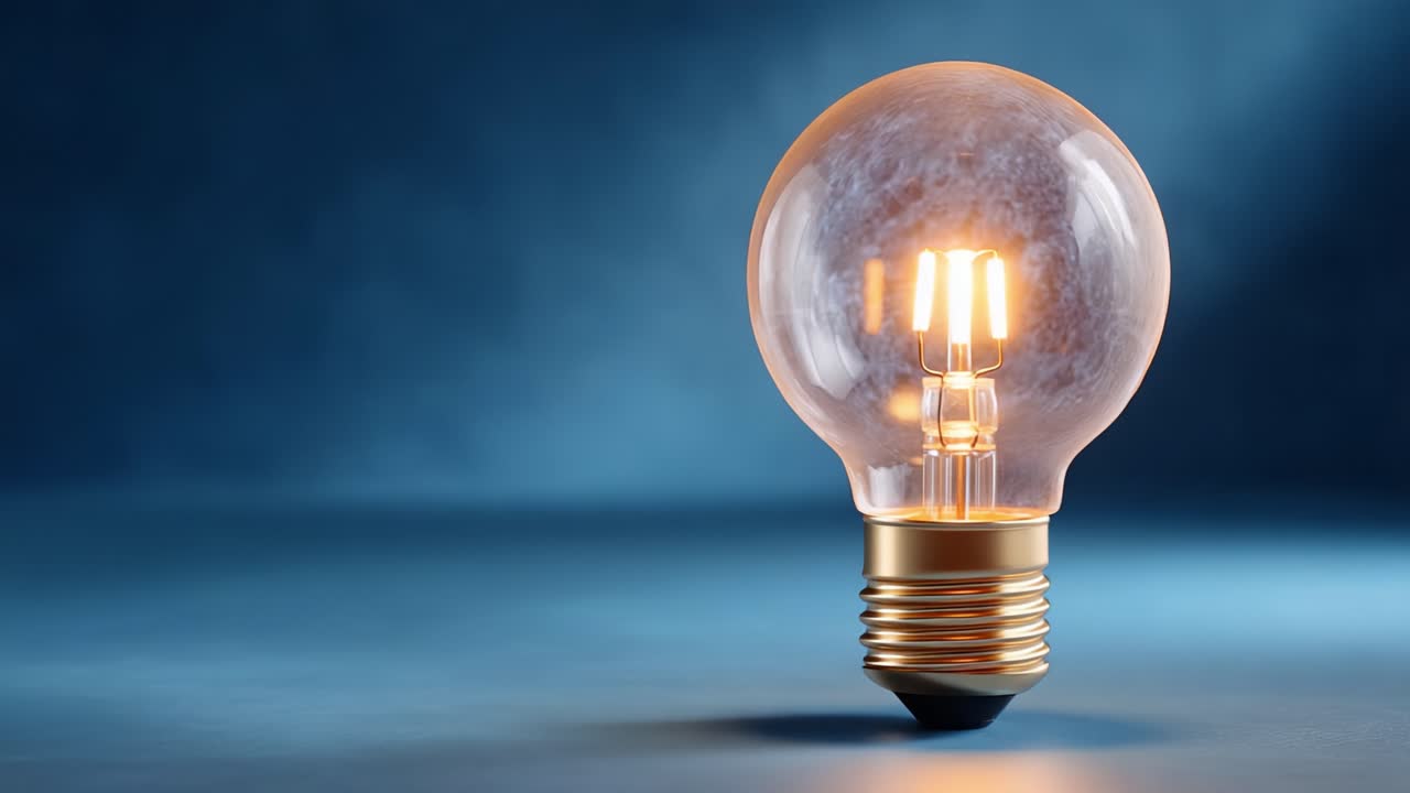 The Evolution of Illumination: A Glowing Lightbulb Transitioning from a Cool to a Warm Glow, Captured in a Stunning and Elegant Setting with a Mesmerizing Background