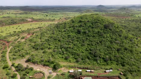 Agricultural-Farmland-With-Lush-Mountain-In-Background-During-Sunny-Day-In-Kenya,-Africa