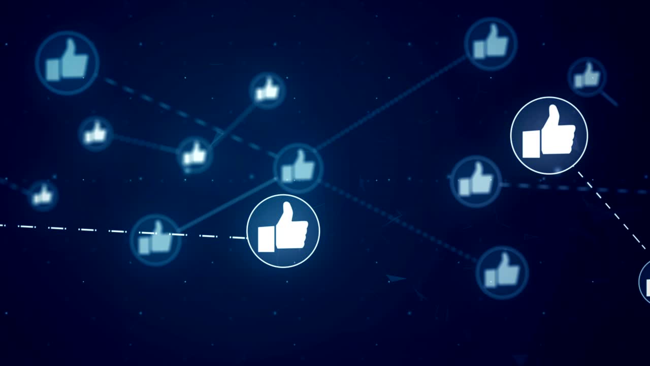 Like Thumbs Up Network Icon Link Connection Technology Loop Animation 4K