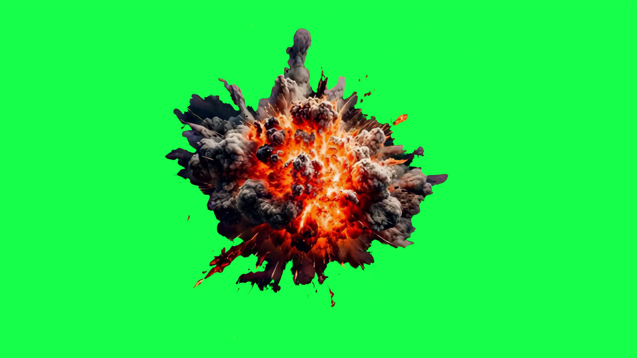 Large explosion animated overlay, transparent 4K video, alpha channel, ProRes 4444