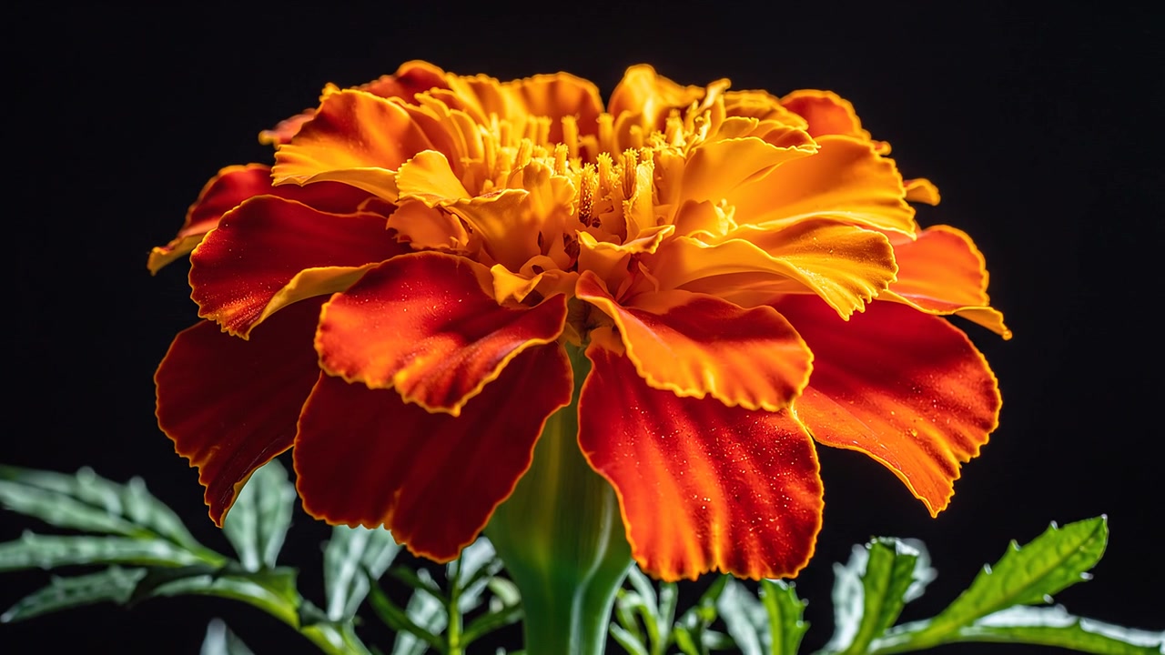 Macro di un fiore di calendula vibrante arancione e giallo