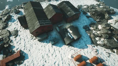 arial view of antarctic base and scientific research station