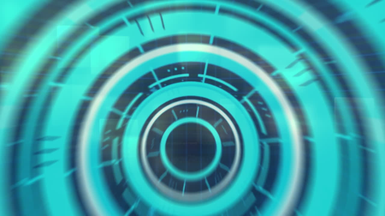 animación del escaneo del alcance y el procesamiento de datos sobre cuadrados sobre fondo negro