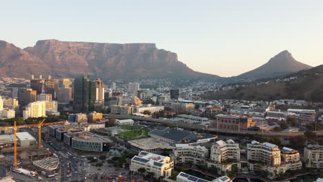 table mountain over cape town city in south africa