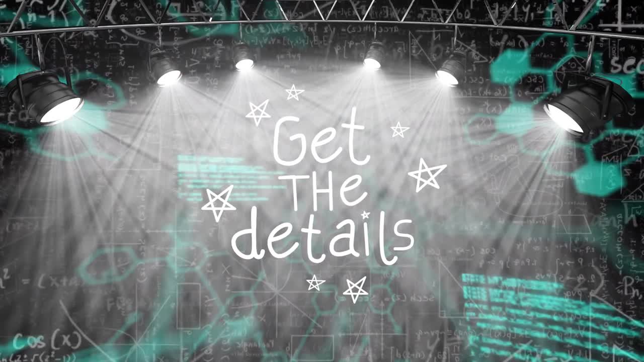 스포트라이트와 과학적 데이터에 대한 세부 사항을 얻는 애니메이션