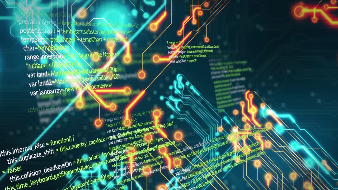 animación del procesamiento de datos sobre un fondo negro