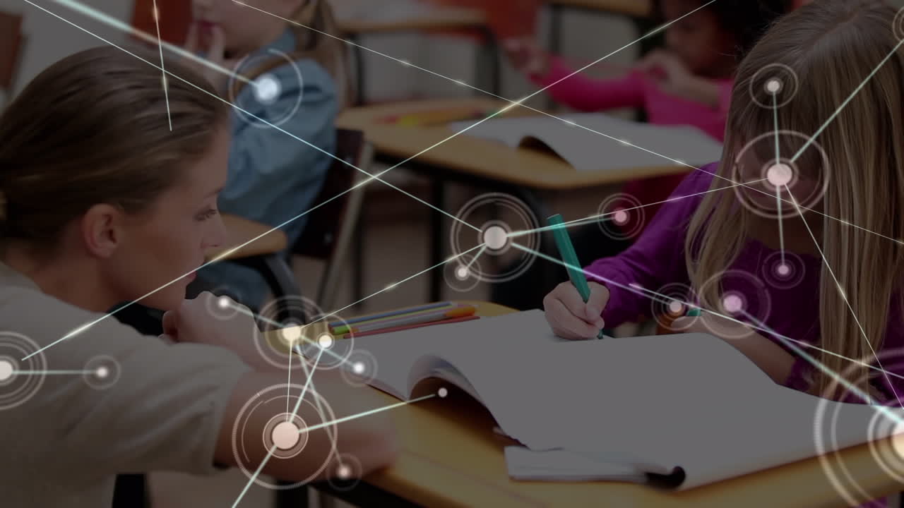 animación de la red de conexiones a través de la escritura de las escolares