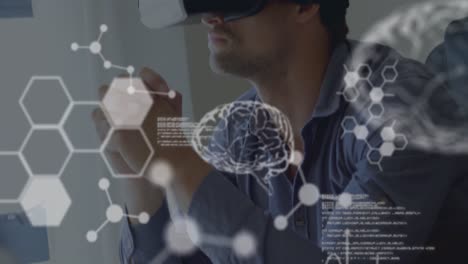 Scientific-data-with-man-wearing-VR-headset-in-a-background-4k