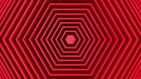 minimalismo rojo patrón abstracto de hexágonos con el efecto de desplazamiento. animación de anillos limpios blancos. fondo abstracto para presentación de negocios. renderización de bucle 4k 3d sin costuras.