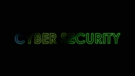 el texto en 3d crea seguridad cibernética con un efecto aleatorio de color brillante en el fondo negro