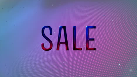 animación de banner de texto de venta sobre coloridos puntos brillantes de luz contra puntos de fondo texturizado
