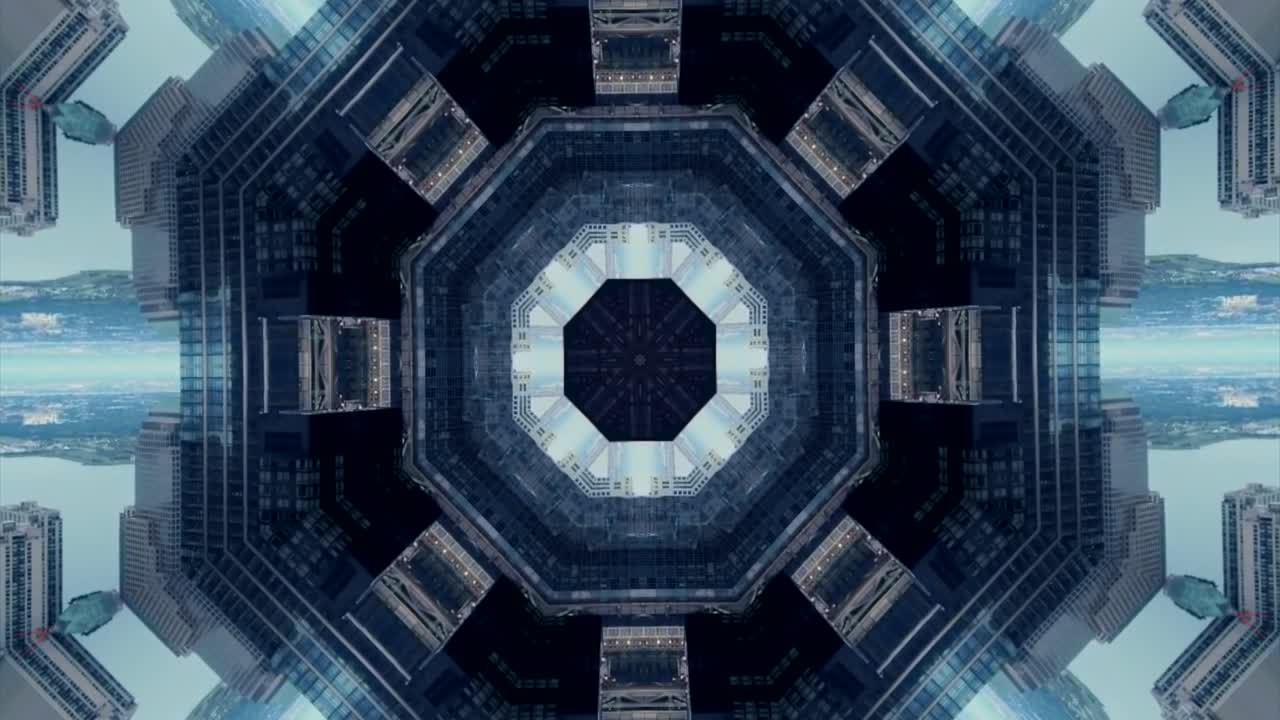 città new york caleidoscopio paesaggio mandala animazione grafica festa sfondo led trance trippy