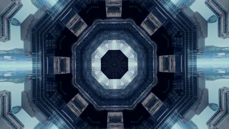 city-new-york-kaleidoscope-landscape-mandala-animation-graphic-party-background-led-trance-trippy