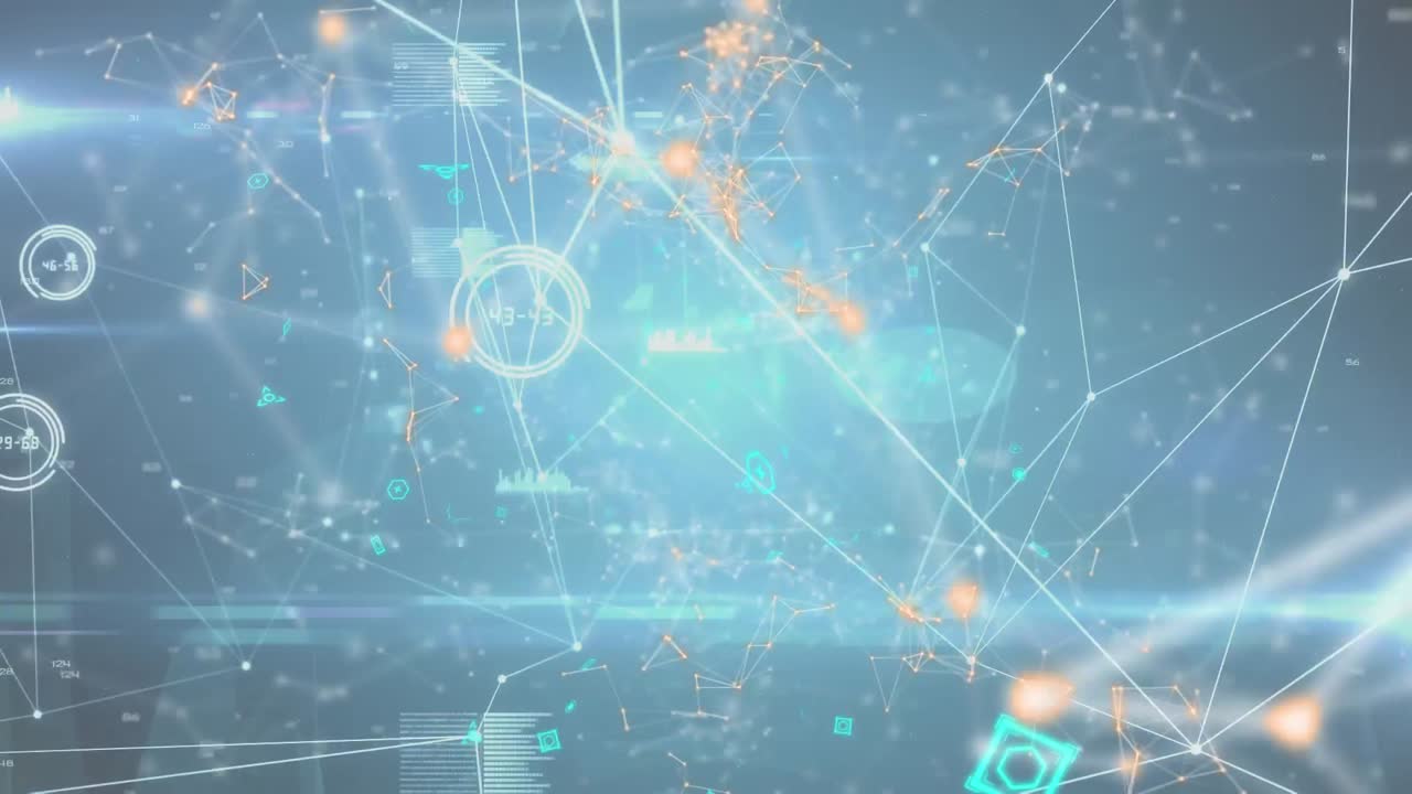 연결 및 데이터 처리 네트워크를 통한 디지털 클라우드의 애니메이션