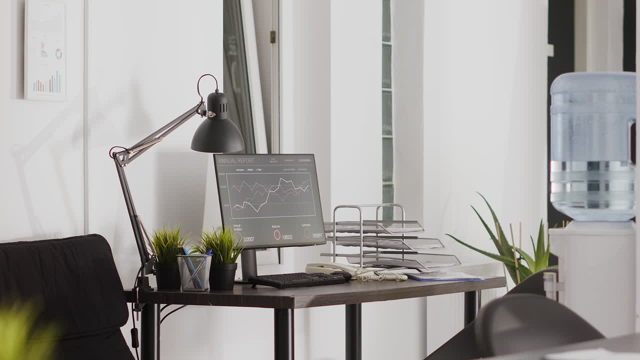 Office Workplace Interior with Desk and Computer