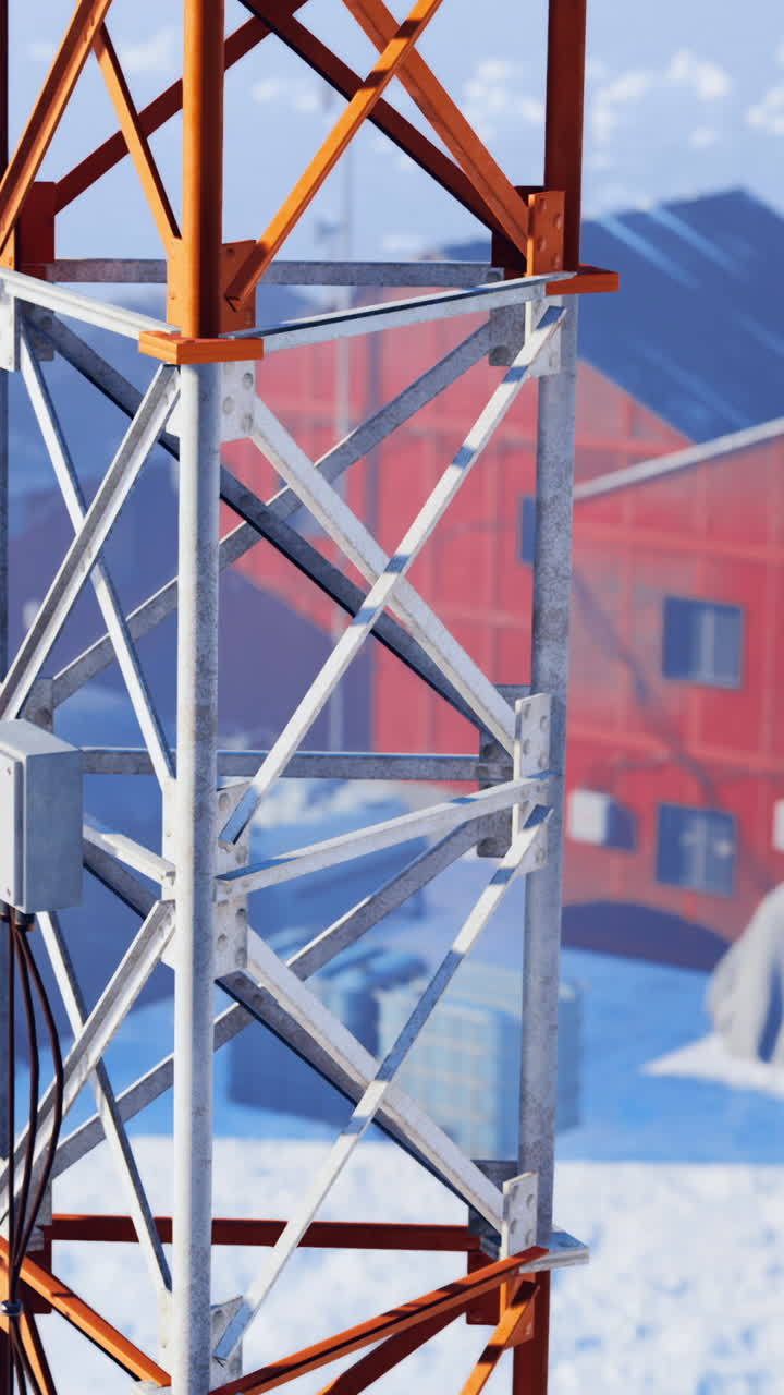 A steel tower stands in a snowy area