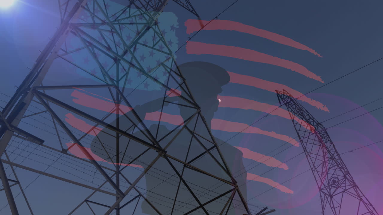 animación de un soldado saludando la bandera estadounidense