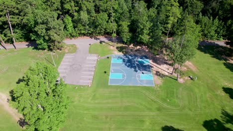 Aerial footage of Boyle Park basketball courts in Little Rock Arkansas