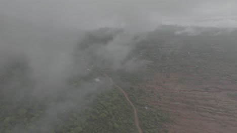 moving through clouds drone shot of kasigau, kenya