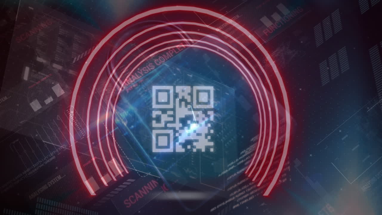 Animation of data processing over qr code