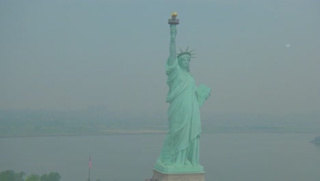 helicopter aerial of the statue of liberty in new york city 2