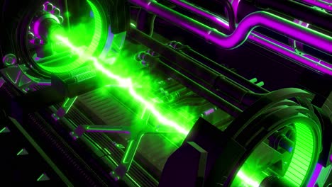 máquina futurista con energía verde