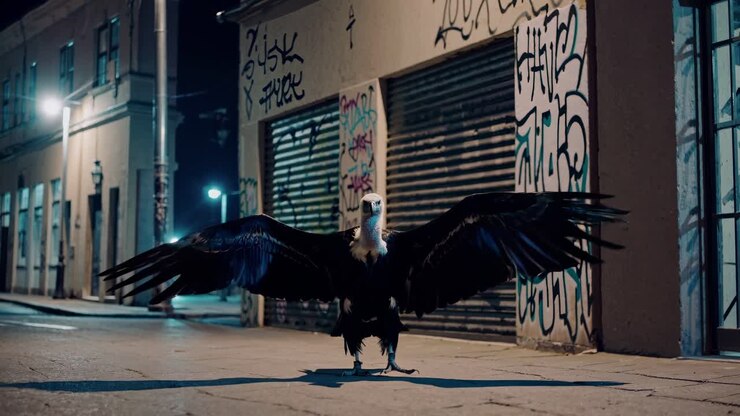 Avvoltoio in città di notte