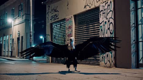 vulture in the city at night