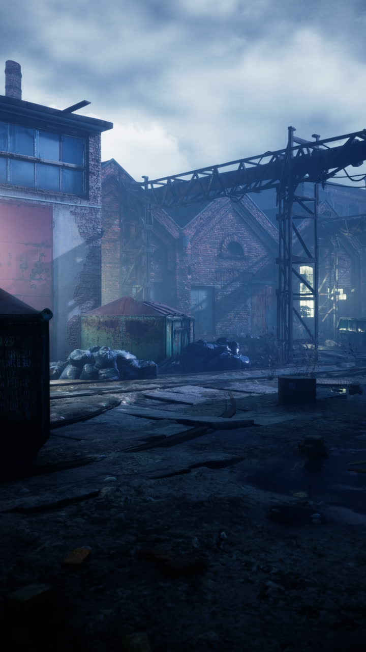 complejo industrial abandonado por la noche