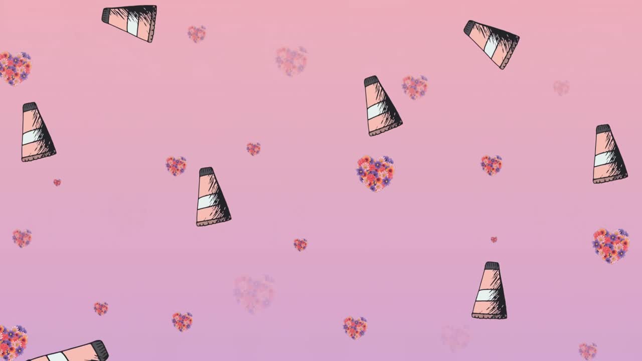 분홍색 배경 에 있는 패션 아이템 의 애니메이션