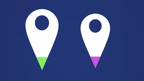 animación de los colores que se llenan en los puntos del mapa contra el fondo azul