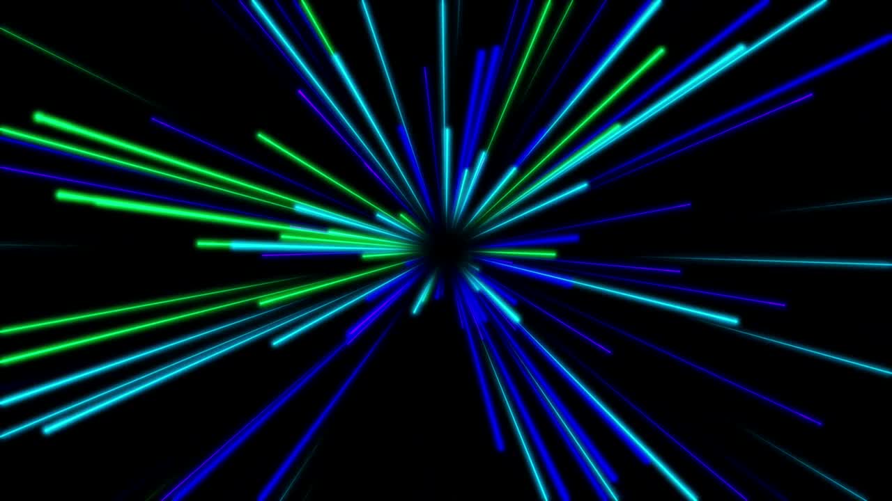 컬러의 속도 라인 효과가 검은 바탕에 고립됩니다.