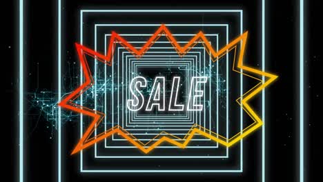 animation of sale text in retro speech bubble
