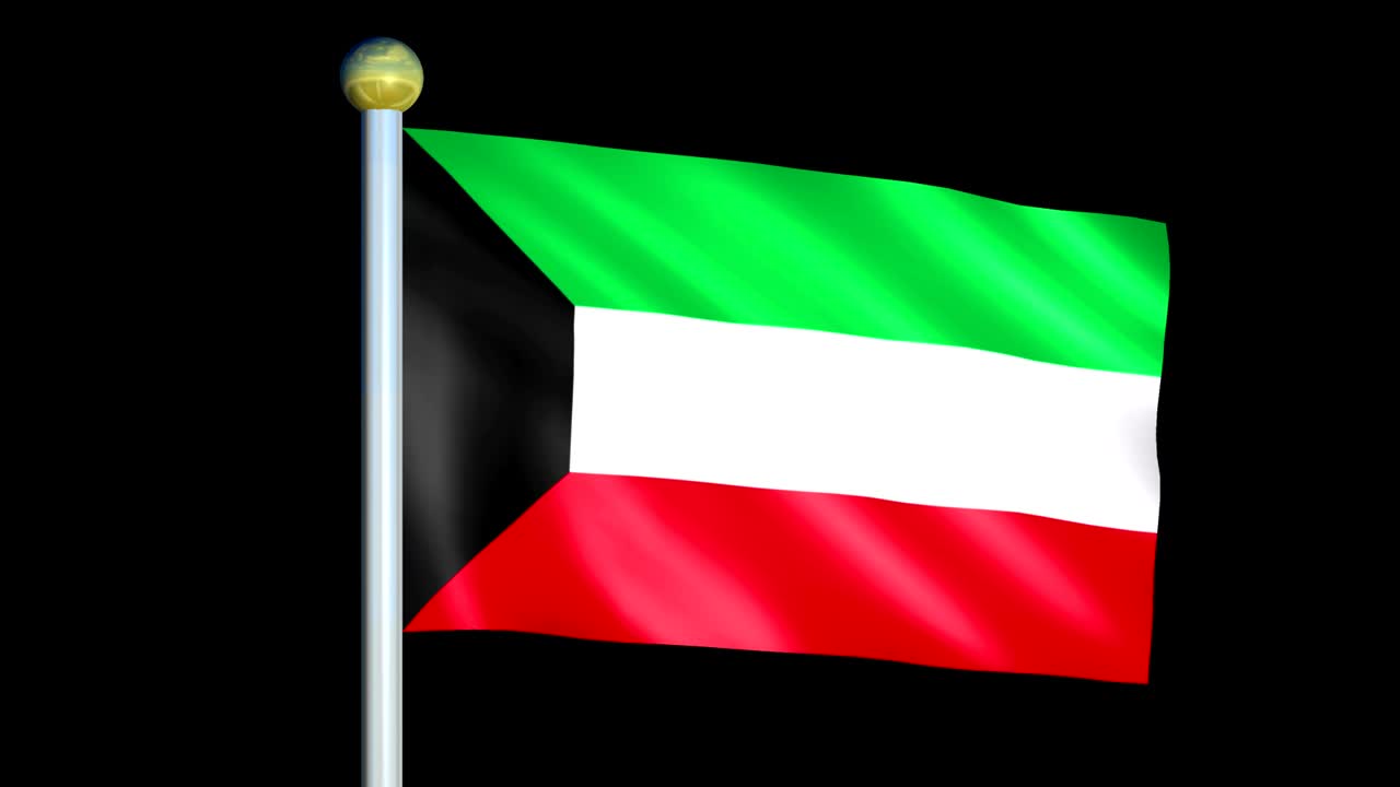 gran bandera animada en bucle de kuwait