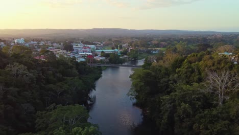 Aerial-over-the-Macal-River-towards-San-Ignacio-in-Belize