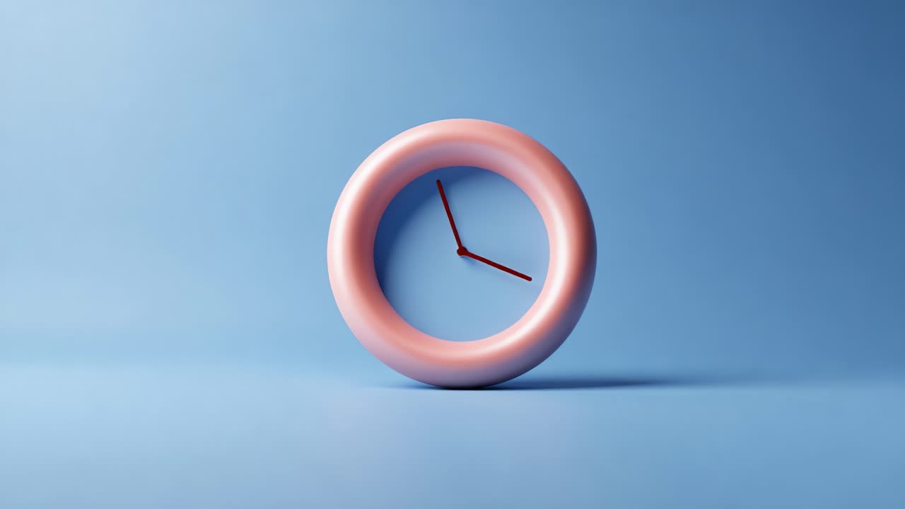 Modern Artistic Clock Design with a Smooth Circular Shape Against a Solid Blue Background, Showcasing a Minimalistic Aesthetic and Elegant Timepiece Features for Contemporary Decor