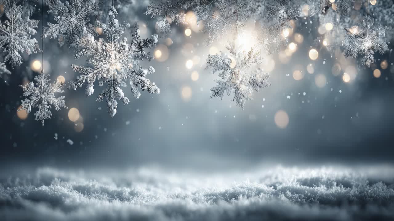 A Beautiful Winter Wonderland Scene Featuring Sparkling Snowflakes and ...
