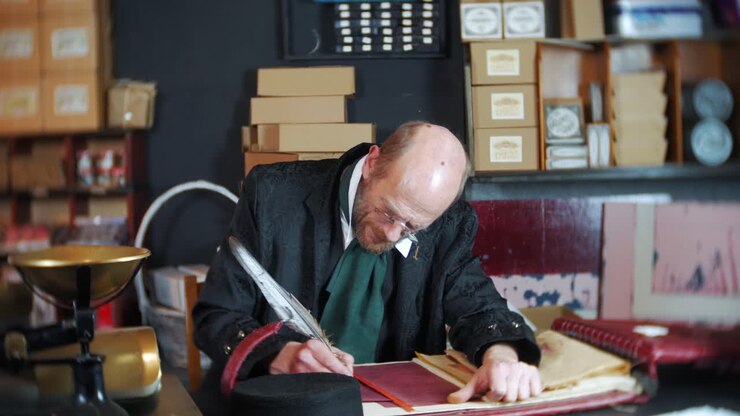 Ebeneezer Scrooge apre il suo libro contabile