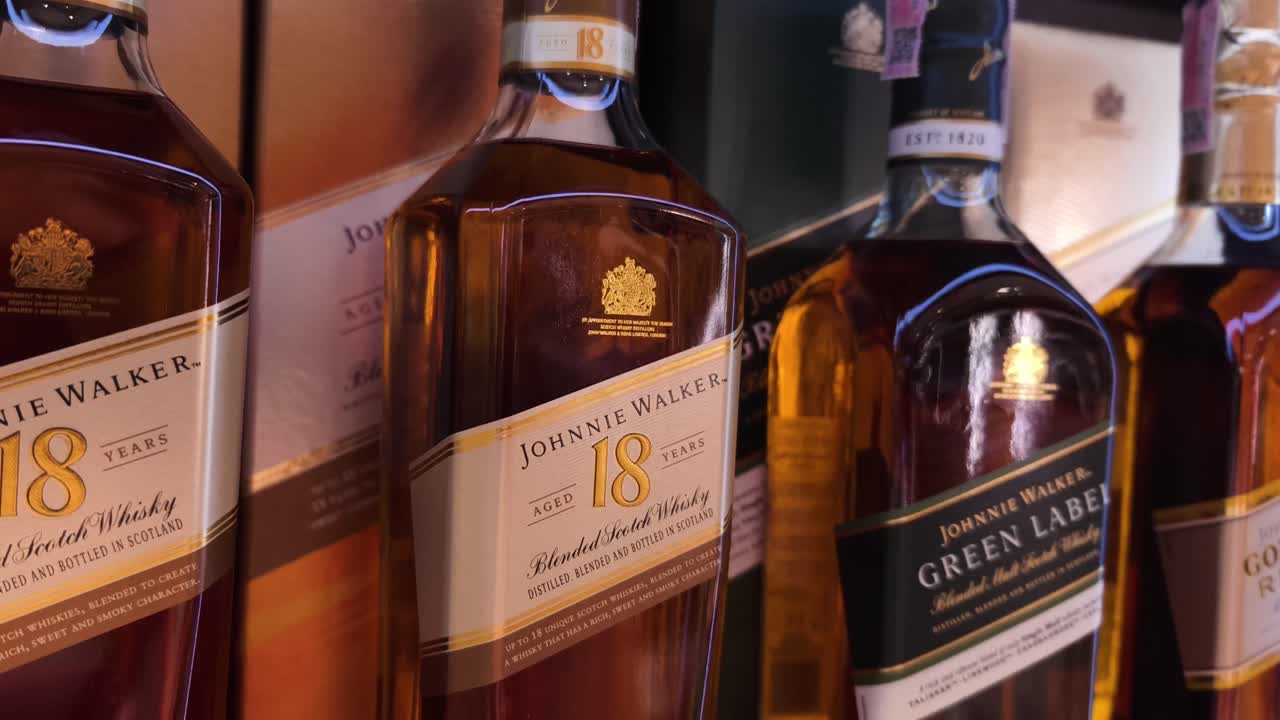 Various Johnnie Walker Scotch Whisky Bottles