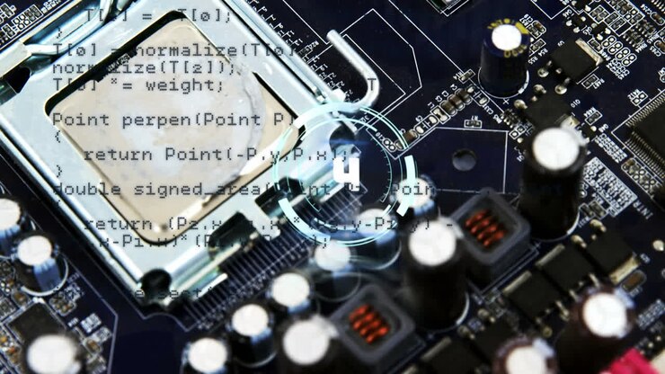 Animation of count down and data processing over computer hardware