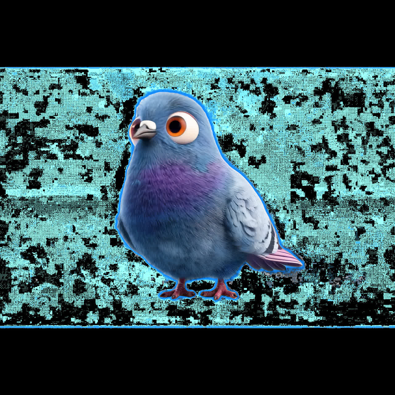 Cute cartoon pigeon character animation isolated asset, transparent 4K video, alpha channel, ProRes